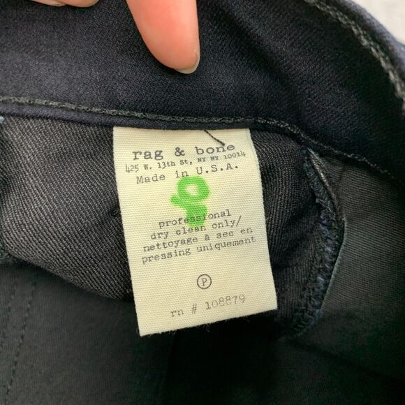 Rag & Bone Pop Jegging Women 25 Midnight Denim Lamb Leather Panel Stretch Skinny - Picture 10 of 13